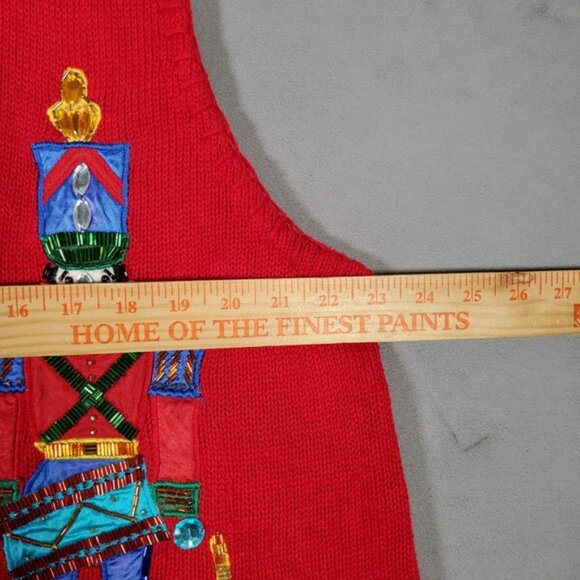 VTG Victoria Woman Holiday Sweater Vest 2X Red Embroidered Nutcracker Christmas - Picture 4 of 9